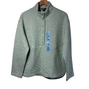 EDDIE BAUER QUILTED PULLOVER LIGHT GREEN WOMEN LARGE BRAND NEW
